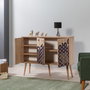 Hanah Home Mega-123 Consola Roble Sonoma, Tablero Partículas Melamina, Patas Carpe, Asas Metal/Cuerda, 120x90x36 cm